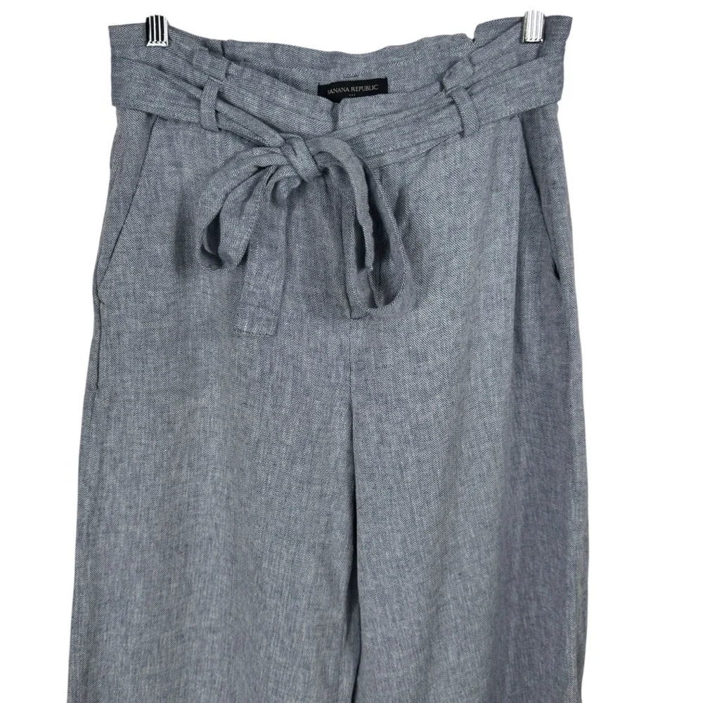 Banana Republic Blake-Fit Linen-Blend Wide-Leg Crop Pant, Light Blue, Size 6